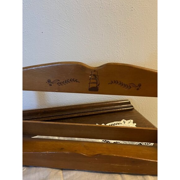Vintage Wood Spice Rack with Ship - Picture 3 of 6